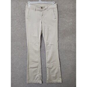American Eagle Kick Boot Pants Womens 10 Long Beige Bootcut Cotton Stretch
